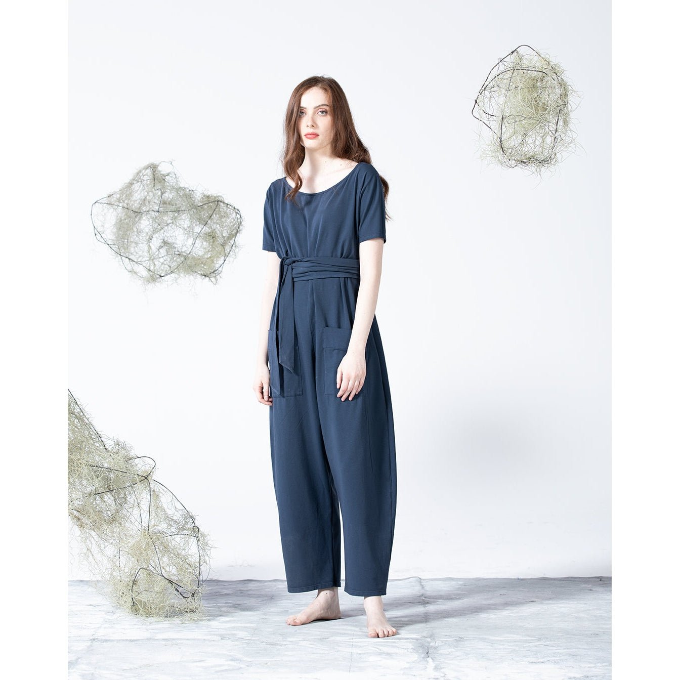 NeiramiNeirami Jersey Stretch Jumpsuit With BeltJumpsuitNavy - Blue Water Clothing