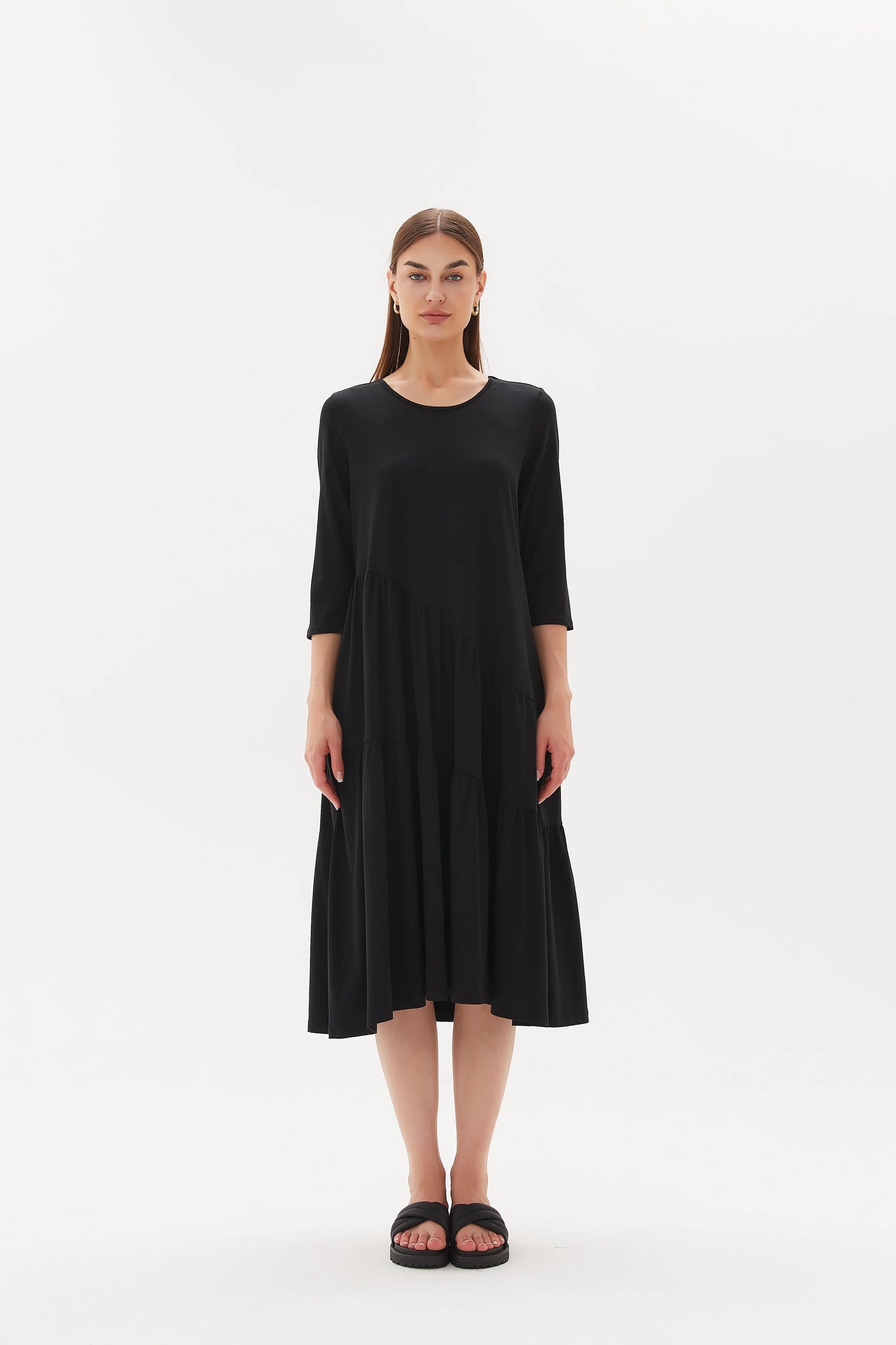 Asymmetrical Seam Gather Dress