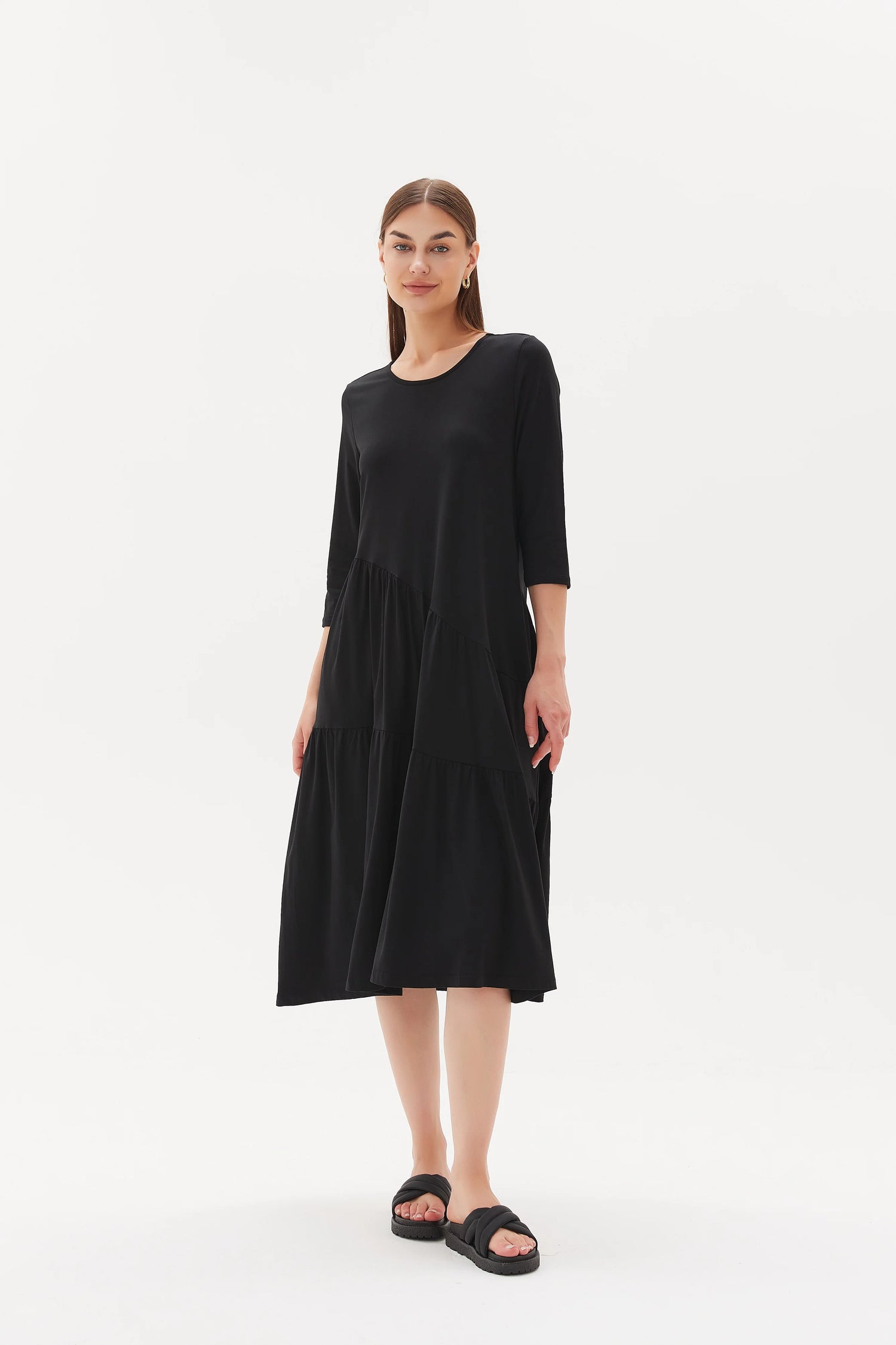 Asymmetrical Seam Gather Dress