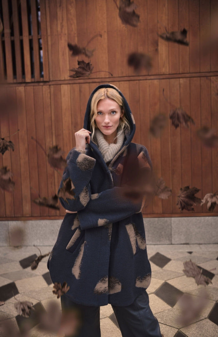 Noen Hooded Wool Jacket 87211 Dark grey