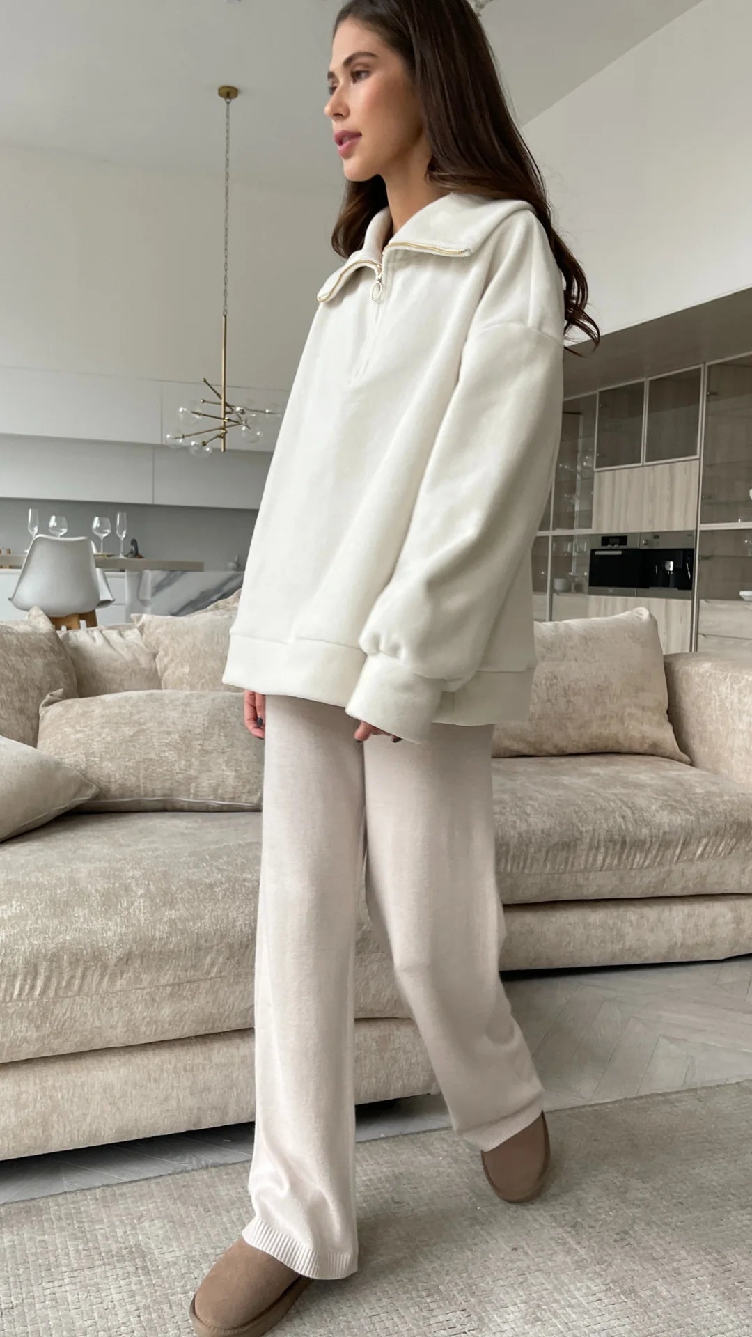 Sophie Half Zip Sweater Off White