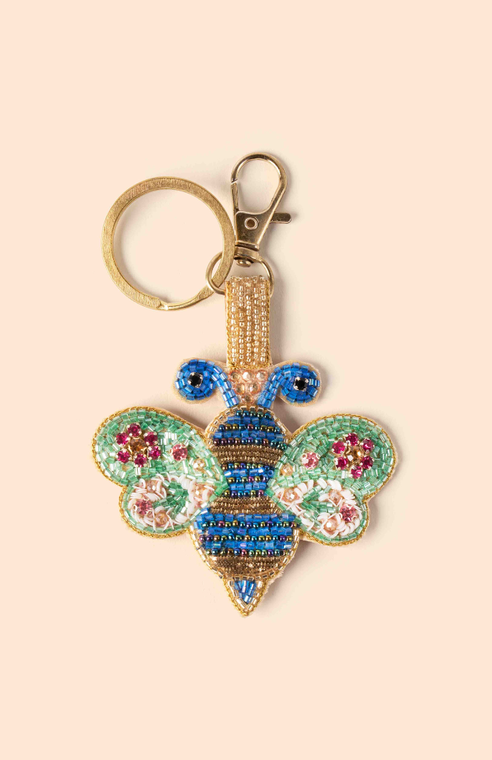 Powder Blinged Bee Beaded Keyring