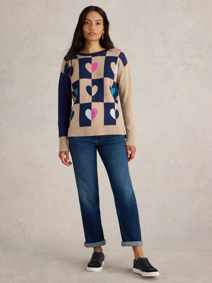 City Check Heart Jumper