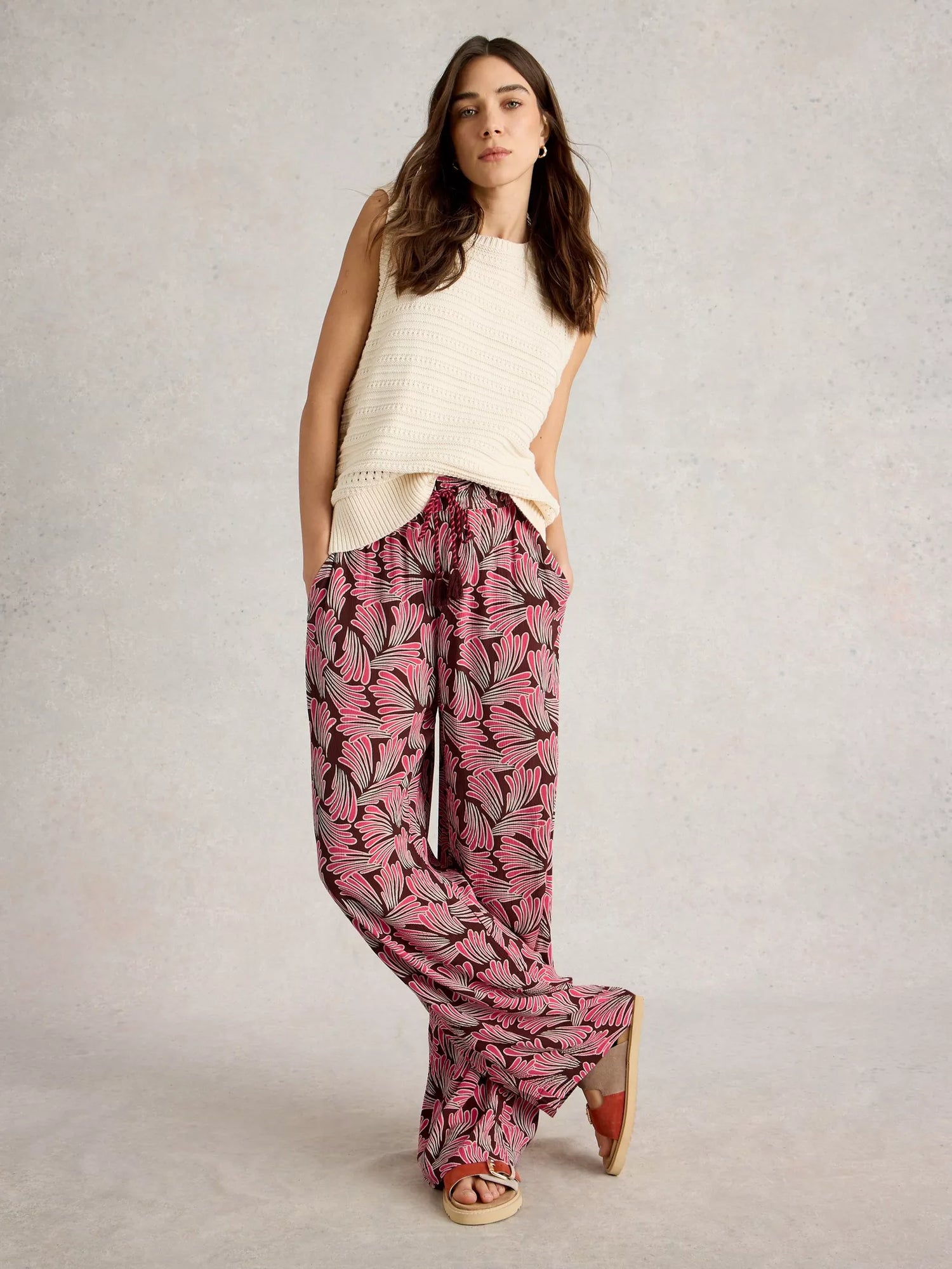 White Stuff Belle Crinkle Wide Leg Trousers