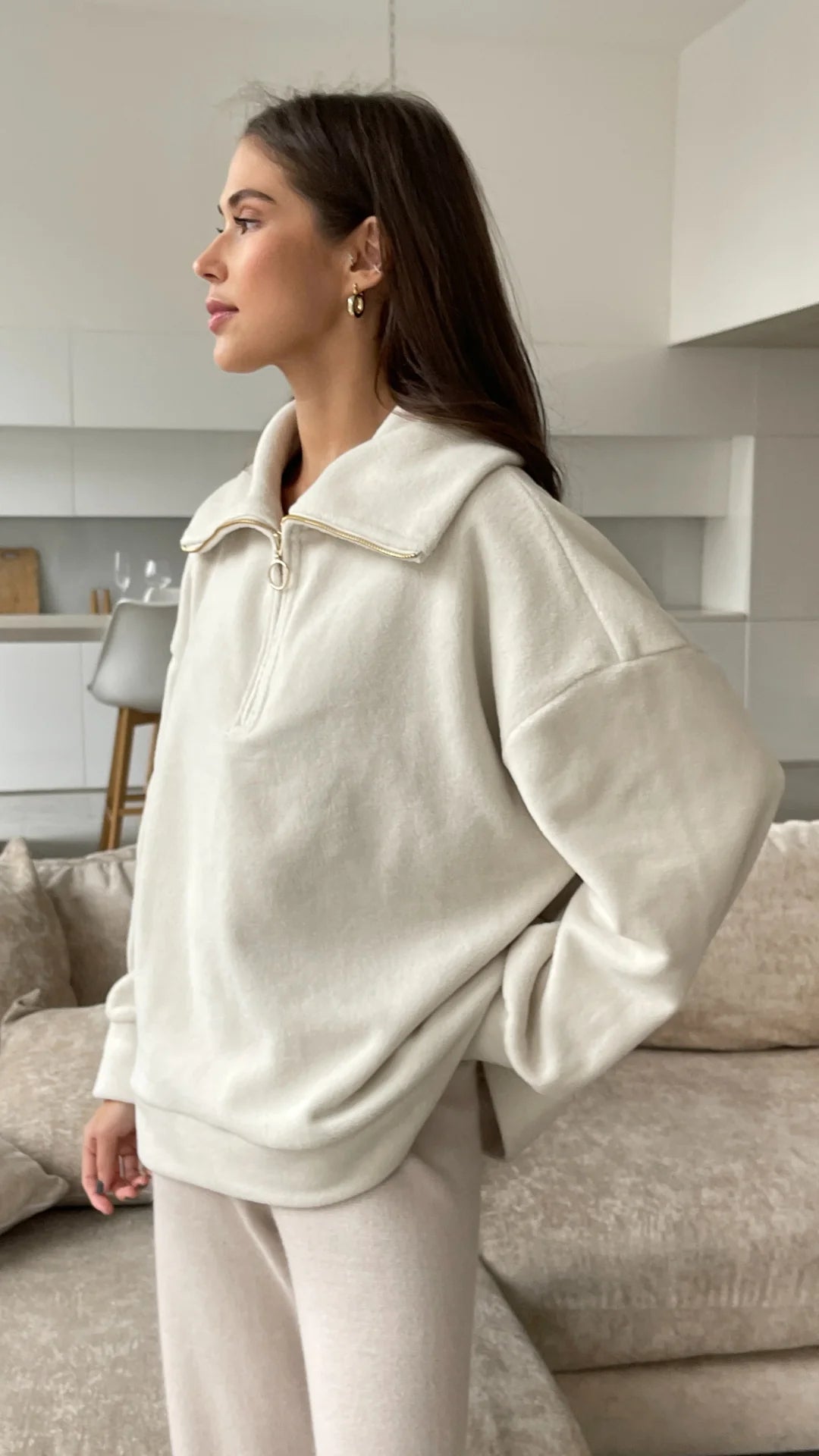 Sophie Half Zip Sweater Off White