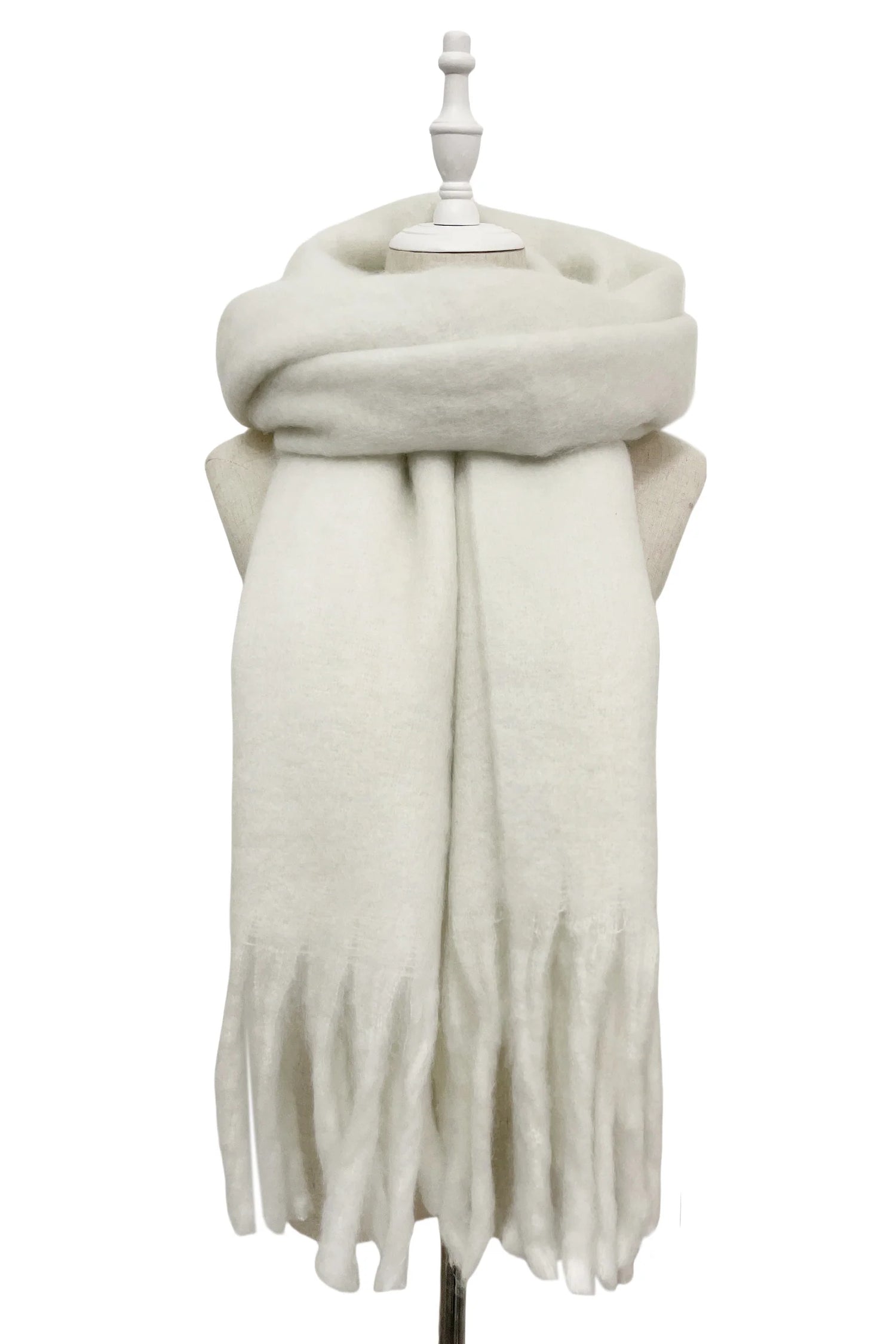 Cosy Plain Blanket Tassel Scarf