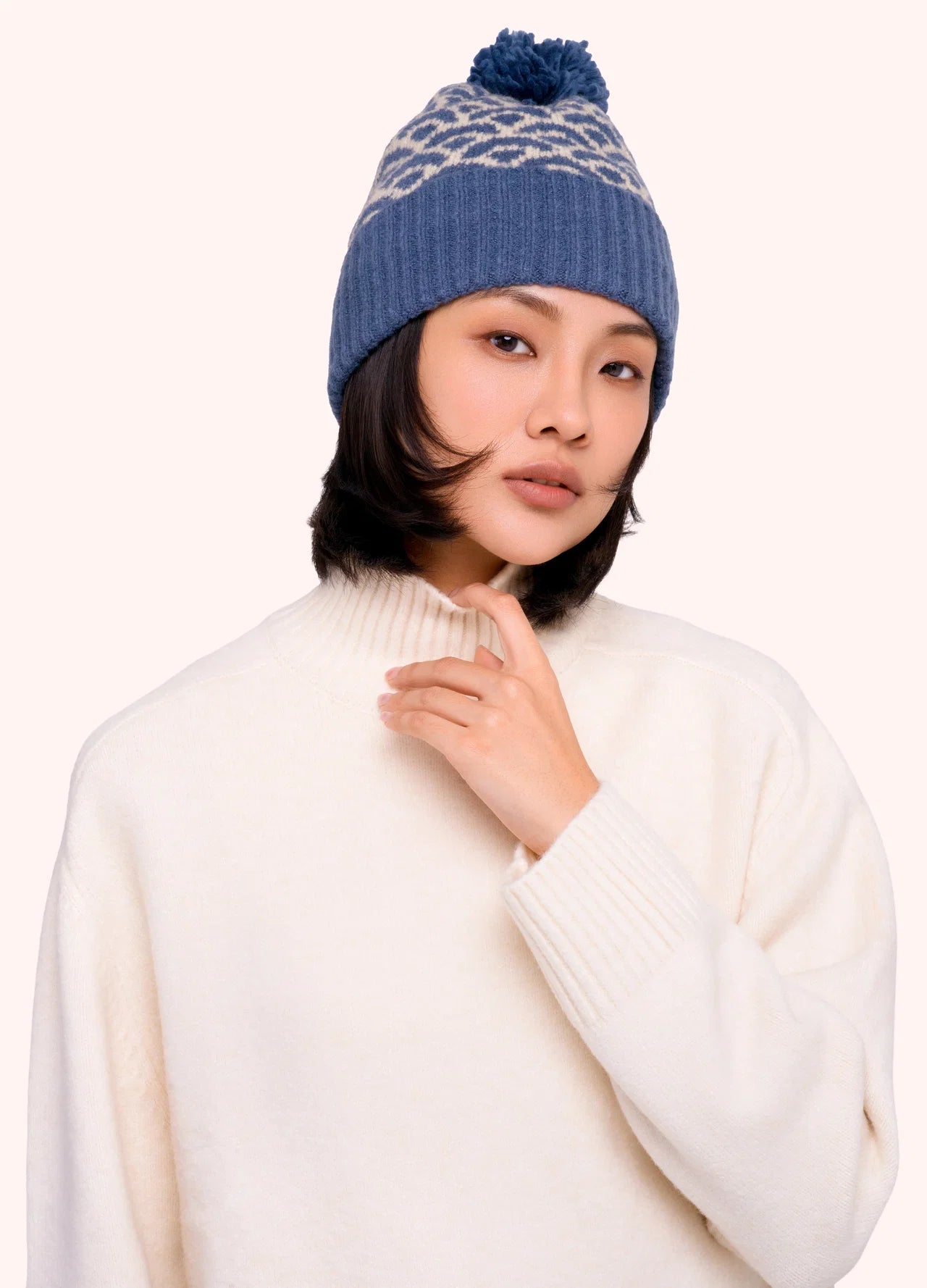 Powder AW26 Agatha Pompom Hat in Denim Mix