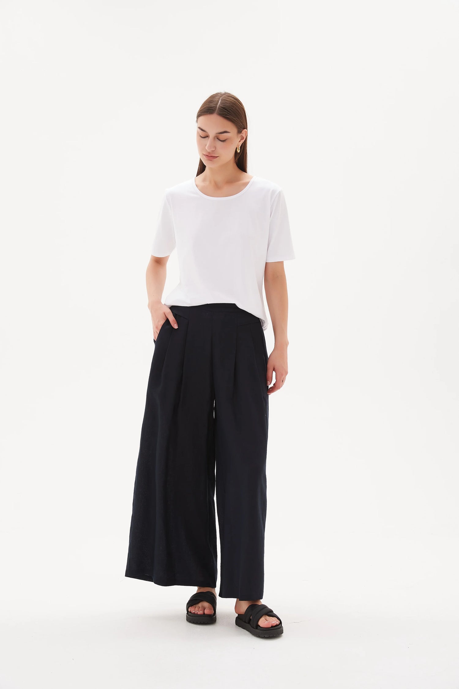 Elastic Back Palazzo Pant