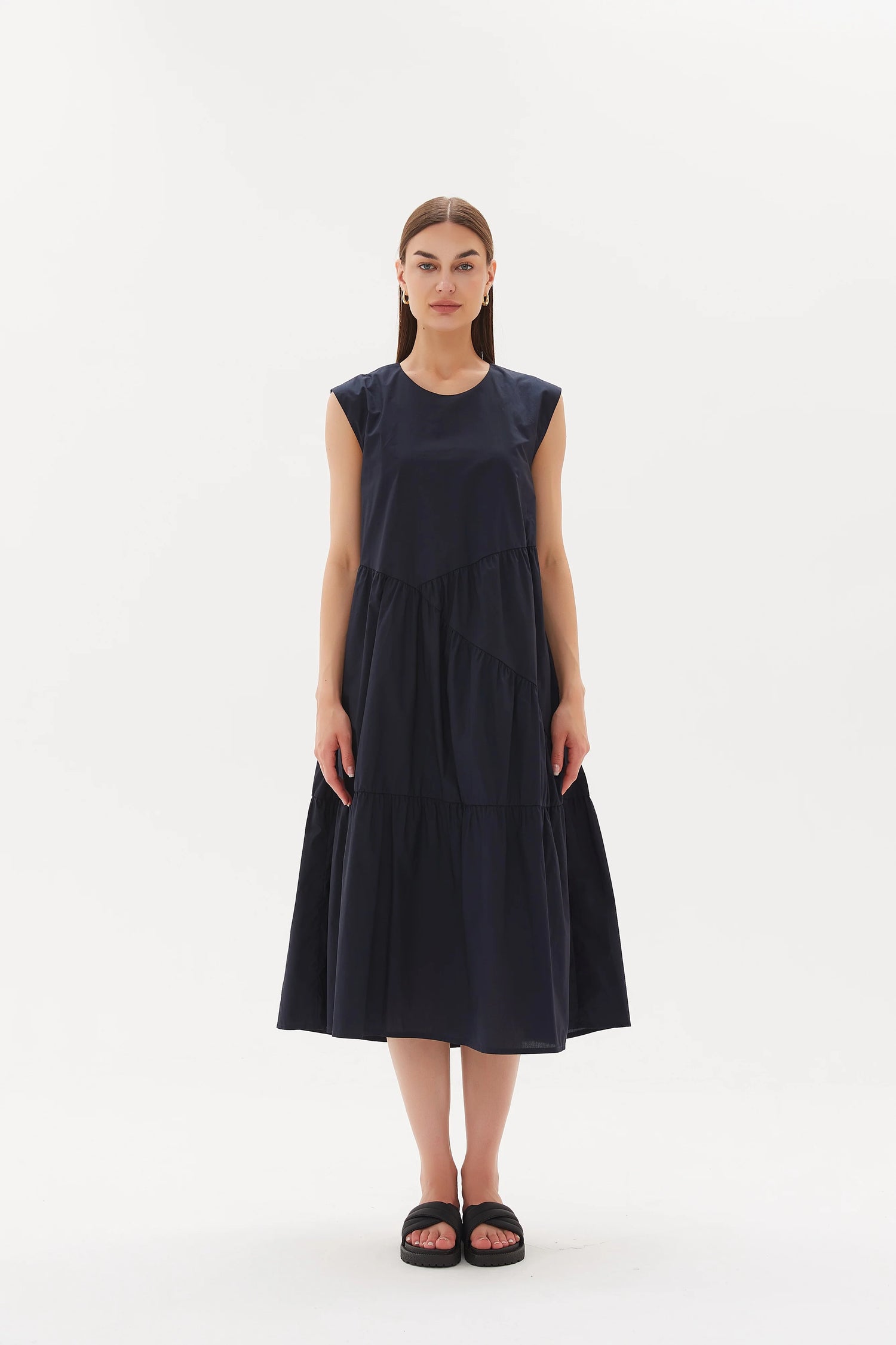 Gathered Angle Tier Dress