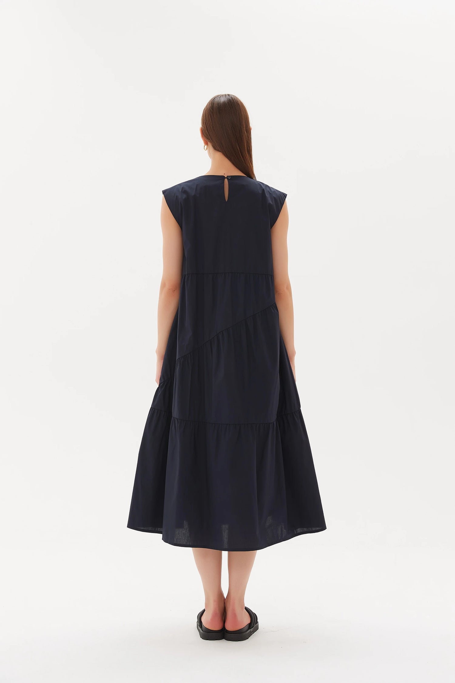 Gathered Angle Tier Dress