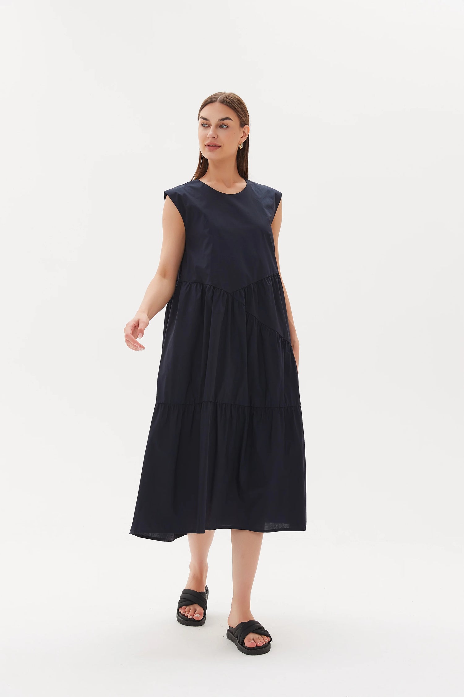 Gathered Angle Tier Dress