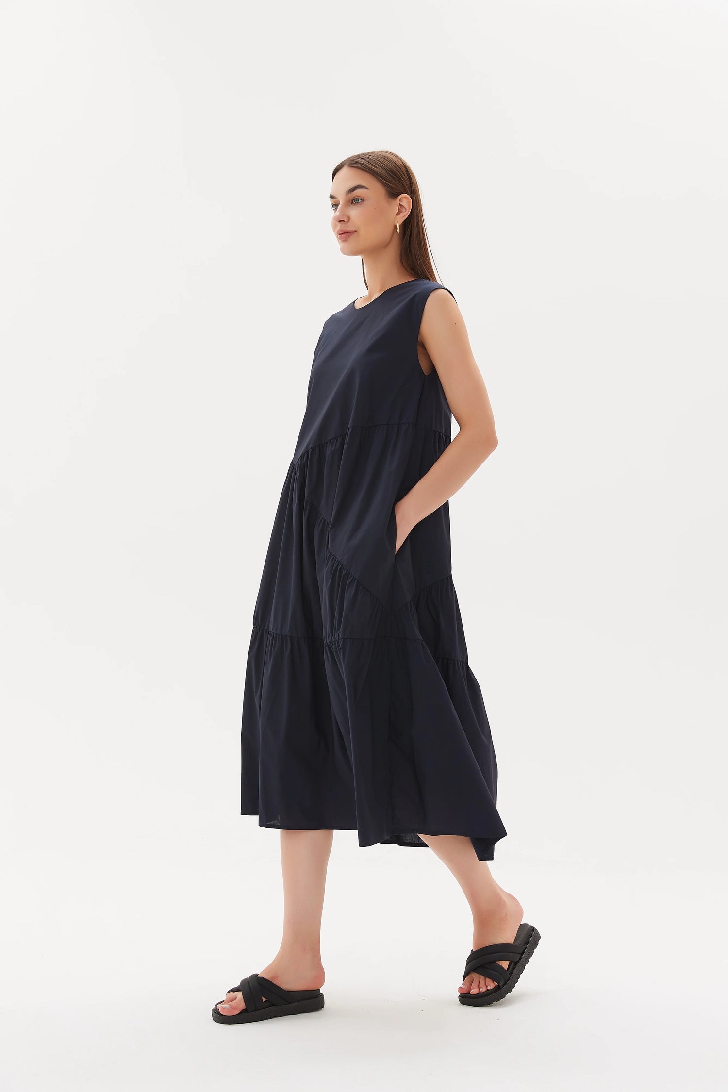 Gathered Angle Tier Dress