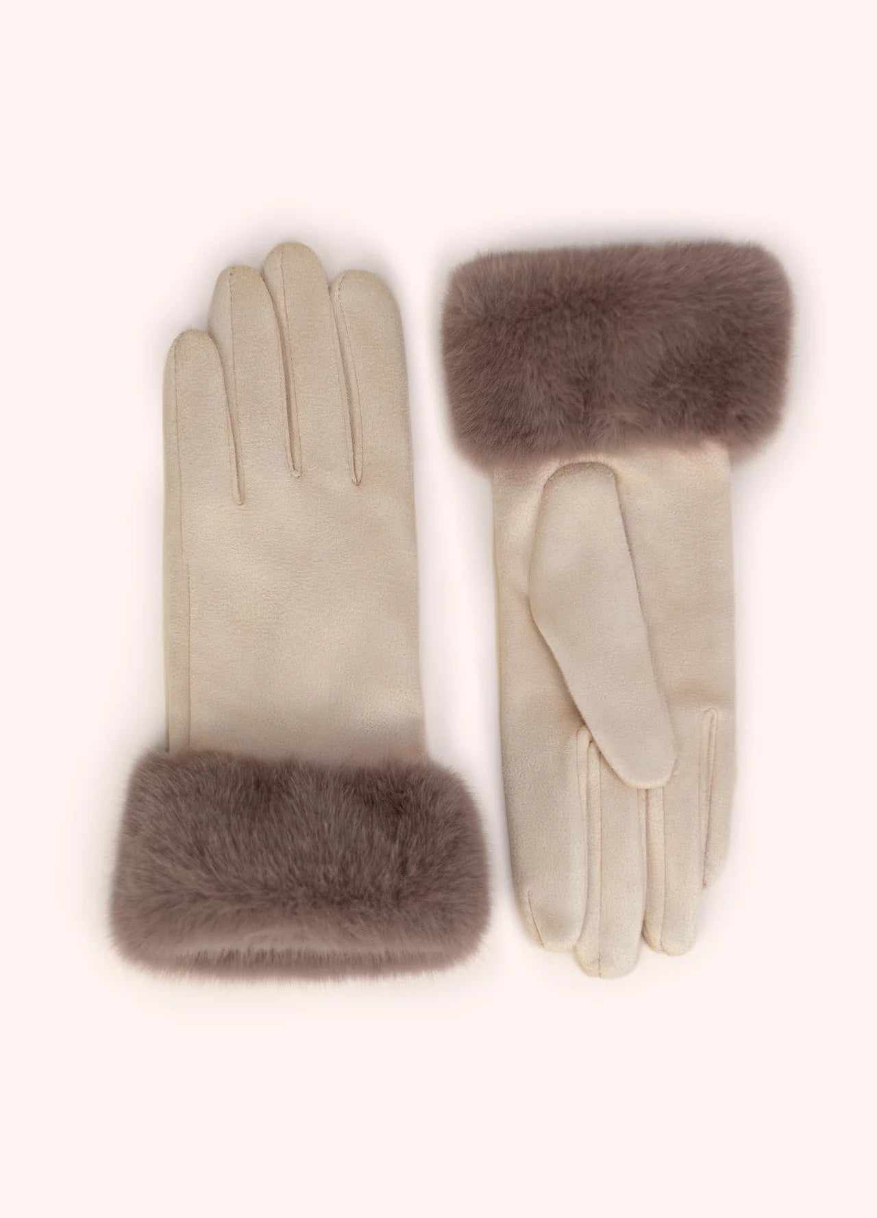 Powder AW26 Bettina Faux Suede/Fur Gloves in Cream