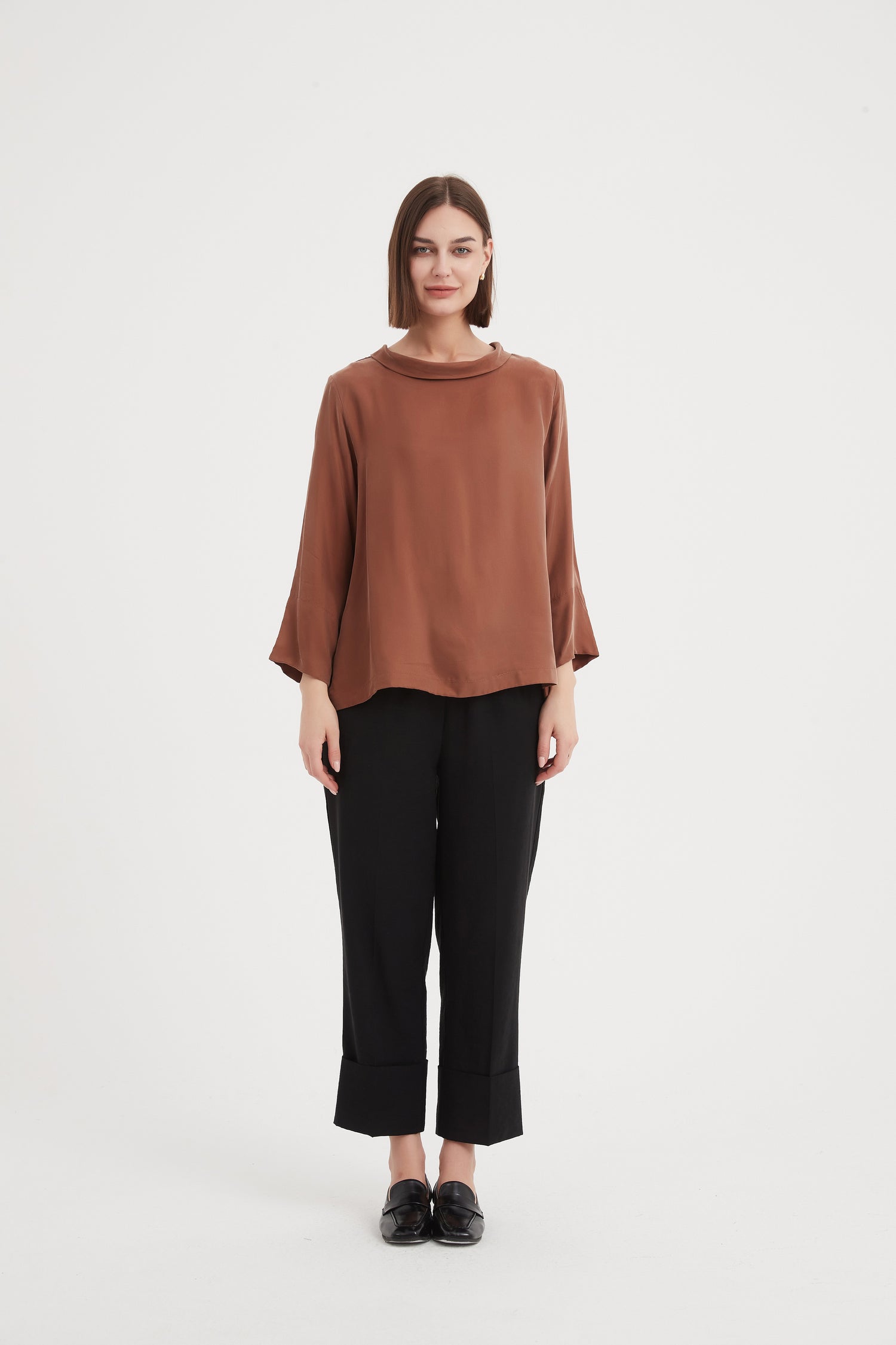 Bell Sleeve Mock Neck Top