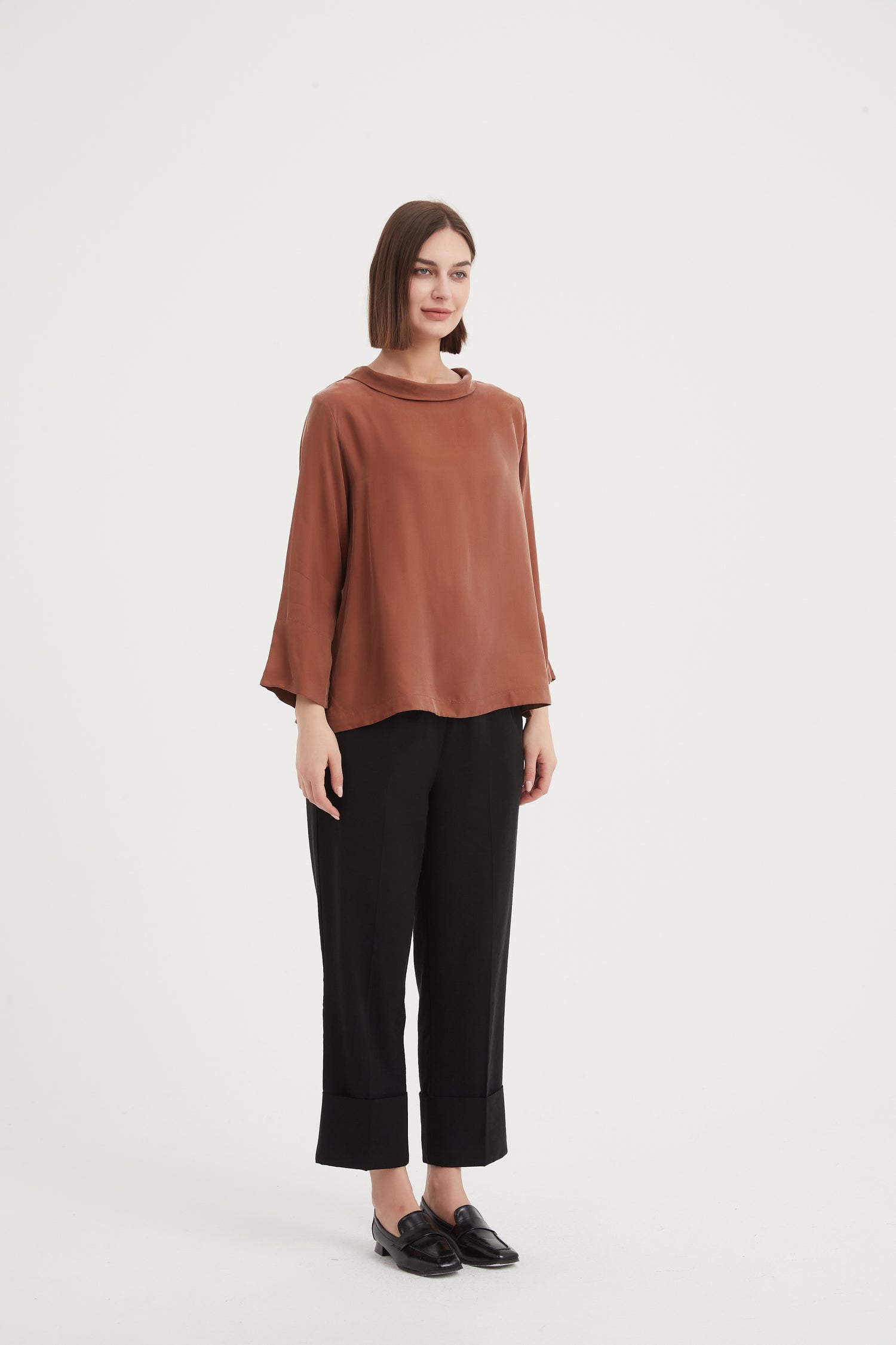 Bell Sleeve Mock Neck Top