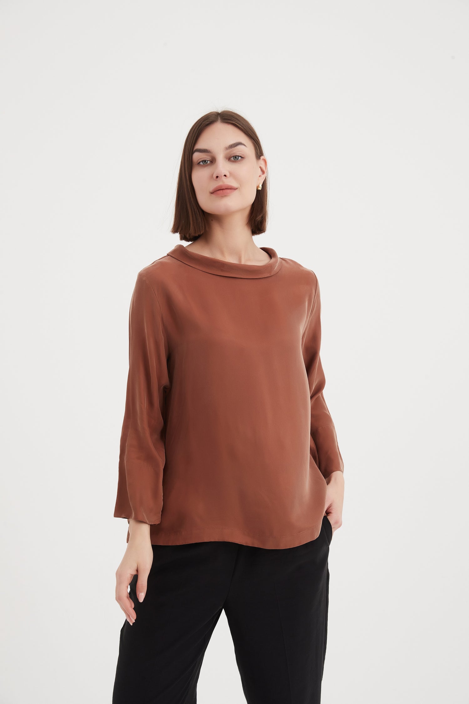 Bell Sleeve Mock Neck Top