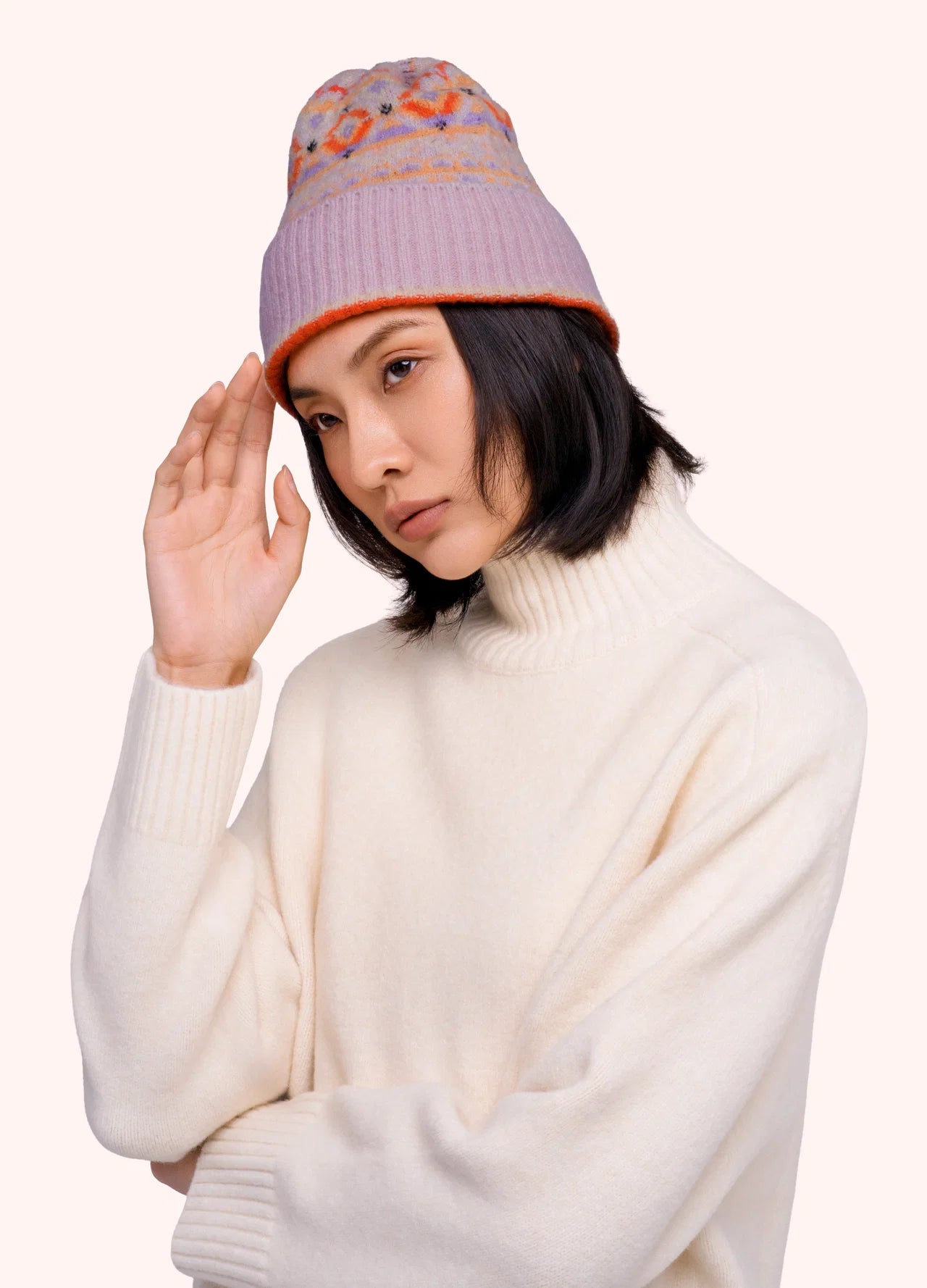 Powder AW26 Fair Isle Beannie in Cream Mix
