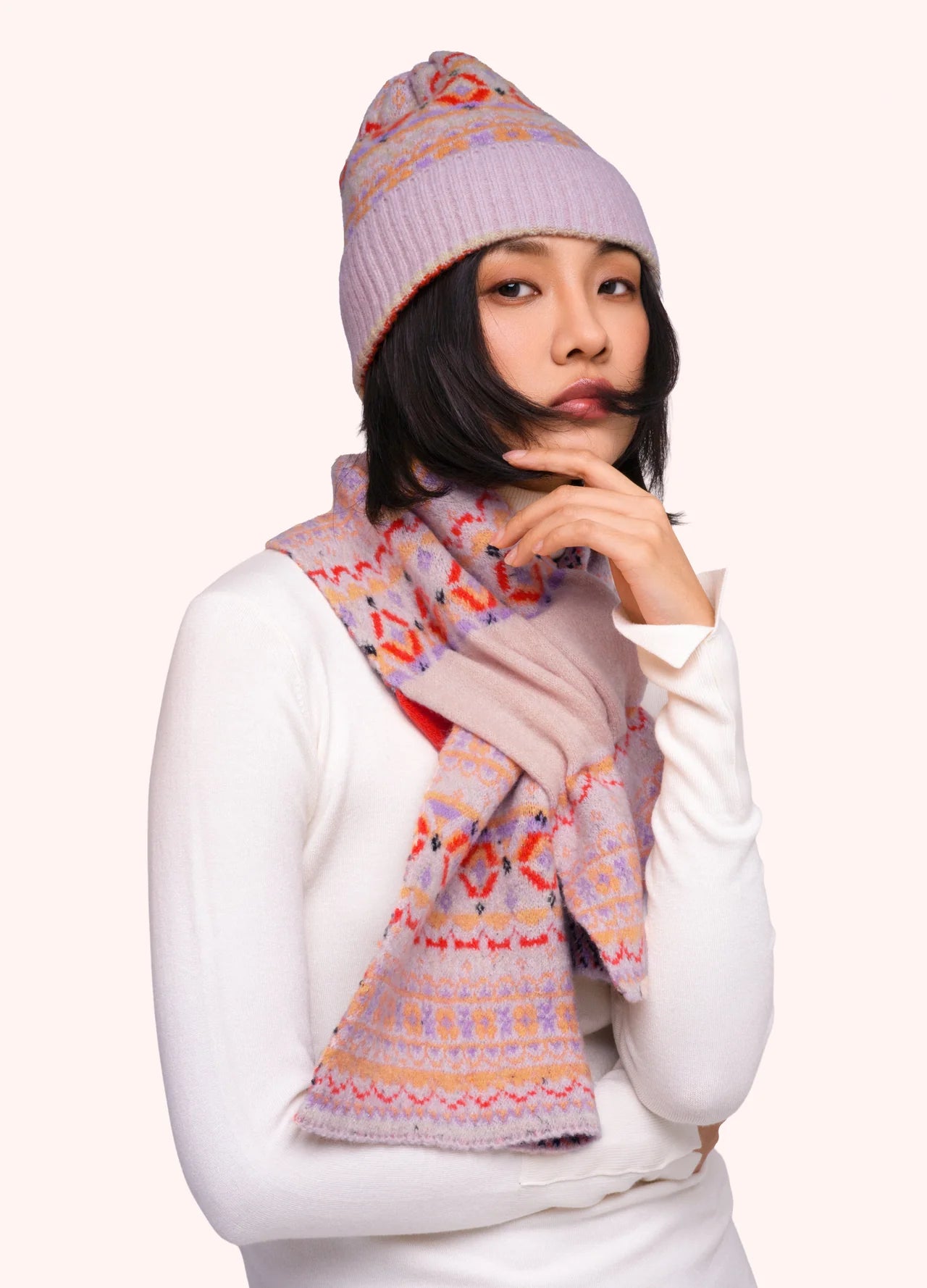 Powder AW26 Fair Isle Beannie in Cream Mix