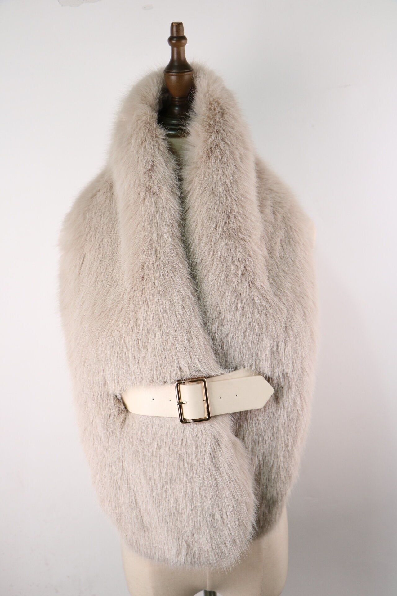 Elie Beaumont Faux Fur Scarf with Belt