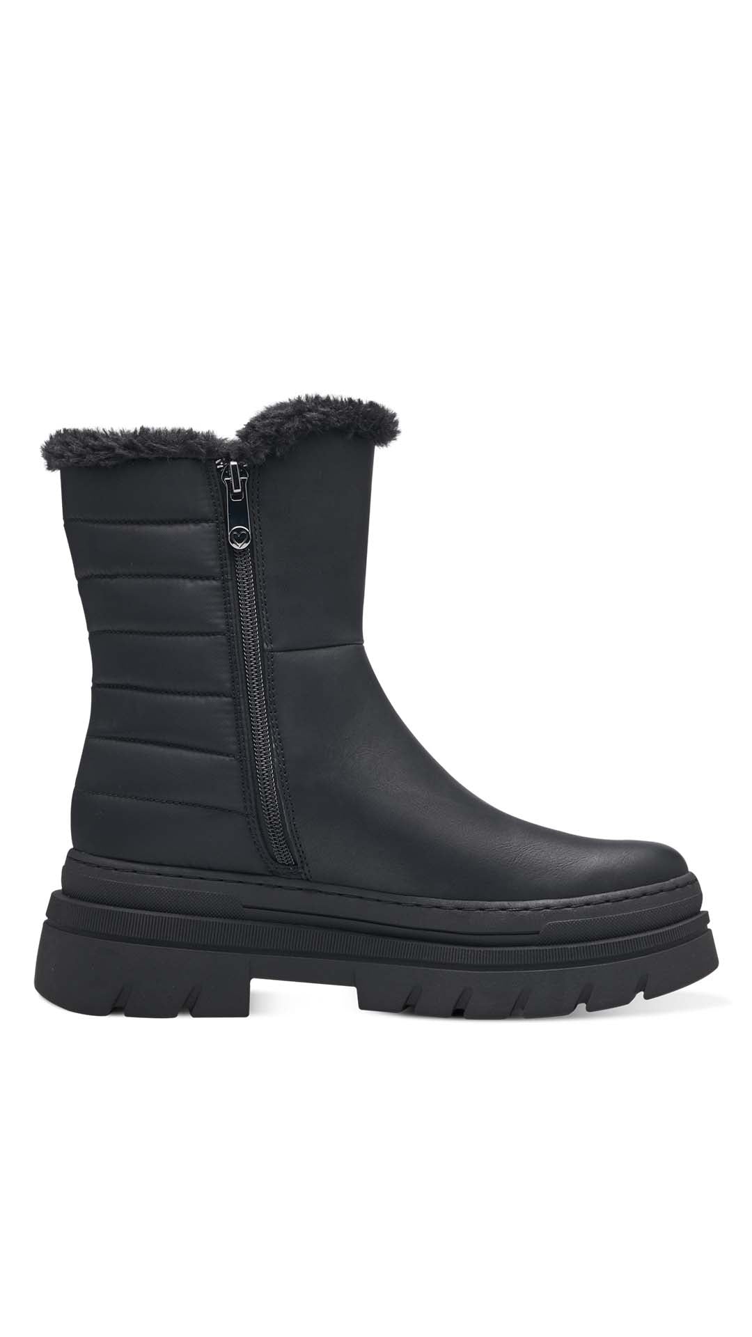 Fur Lined Matt Black Boots