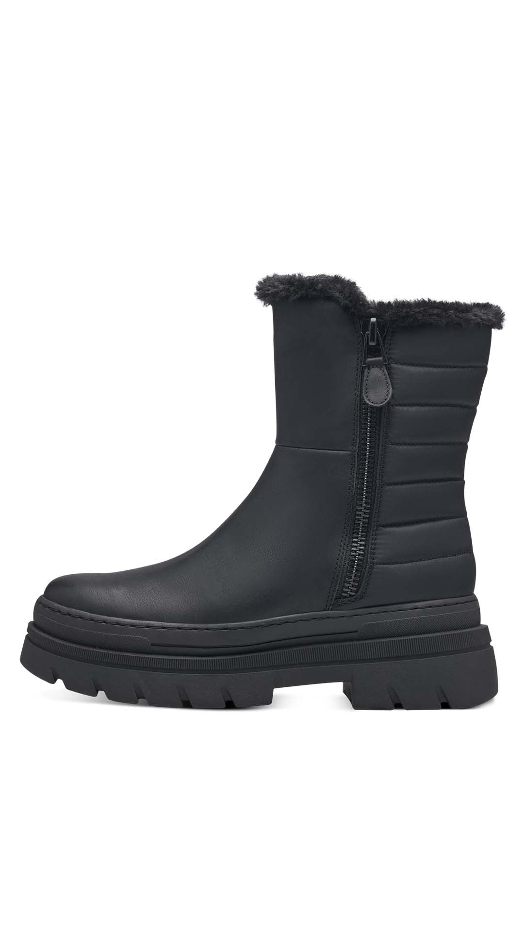 Fur Lined Matt Black Boots