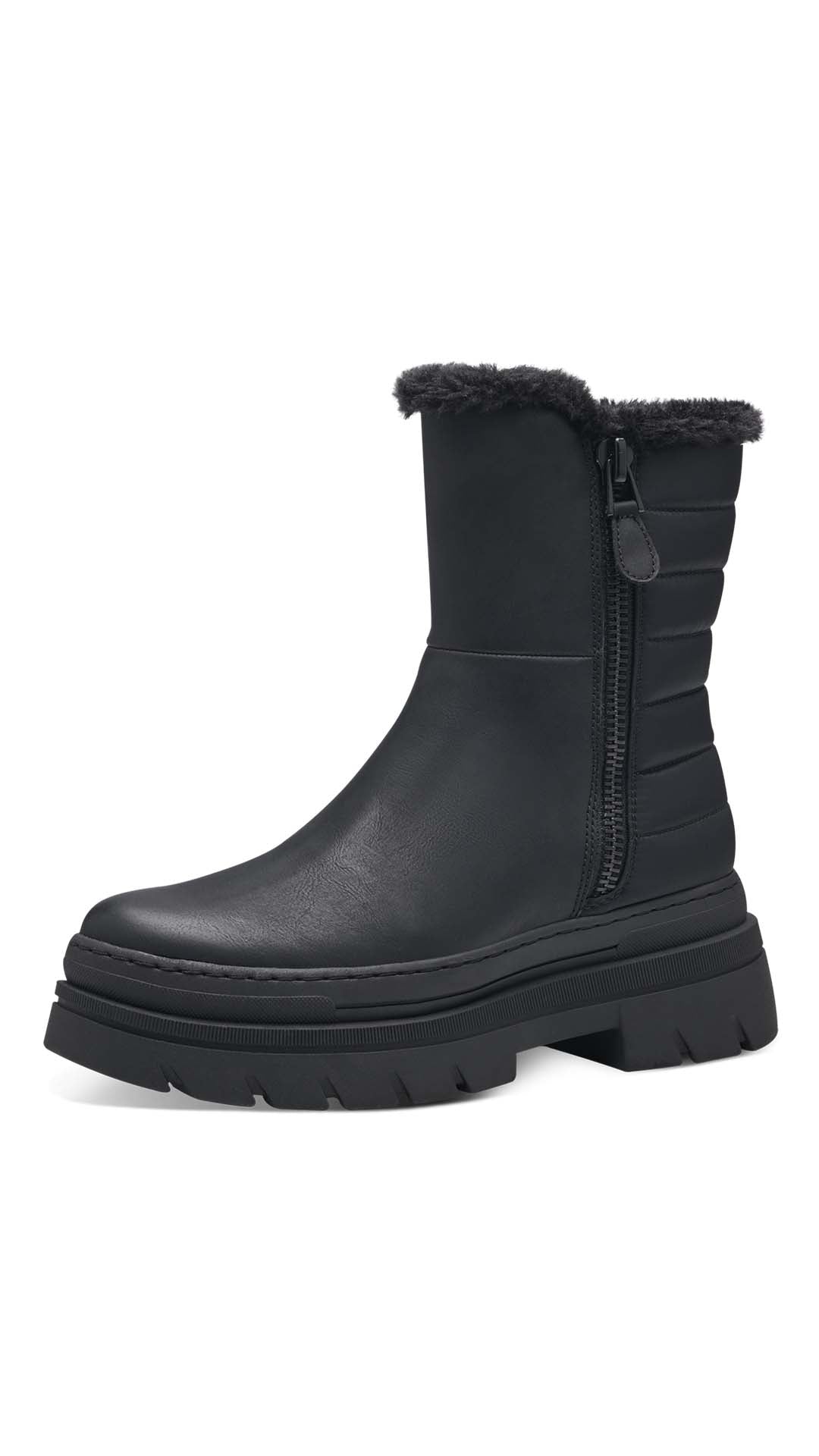 Fur Lined Matt Black Boots