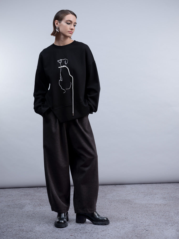 Haako Black/White Dog Sweatshirt H2002