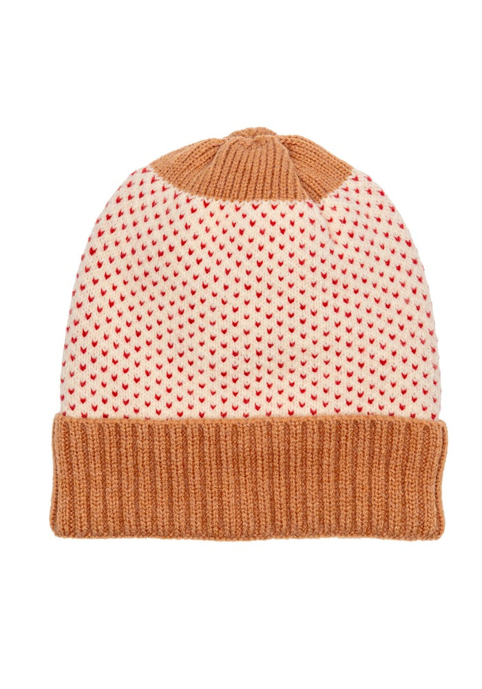 Elie Beaumont Knitted Hat - Coffee Red Heart