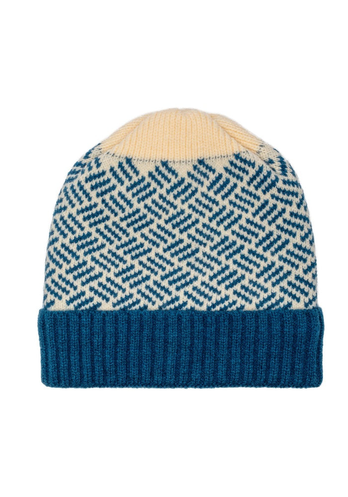 Elie Beaumont Knitted Hat - Teal Basketweave