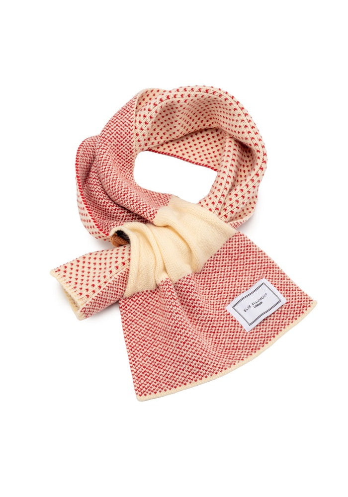 Elie Beaumont Knitted Pull through Scarf - Coffee Red Heart