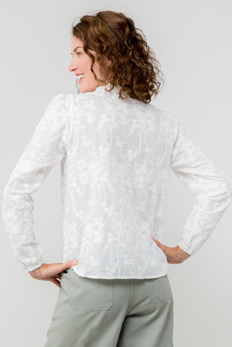 Lily & Me Emily Embroidered Keyhole blouse