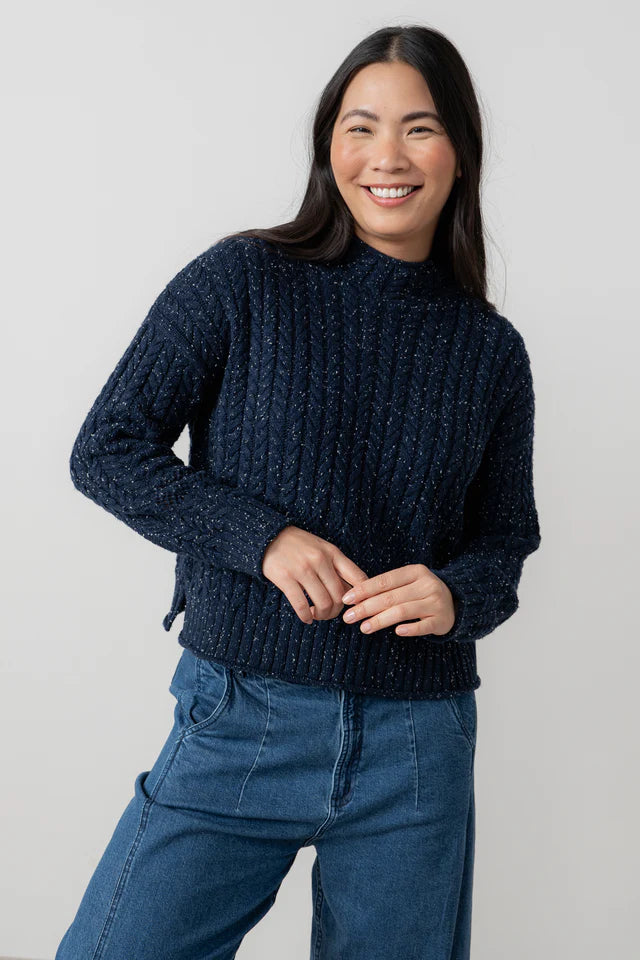 Lily And Me Elspeth Jumper Fleck Knit Navy
