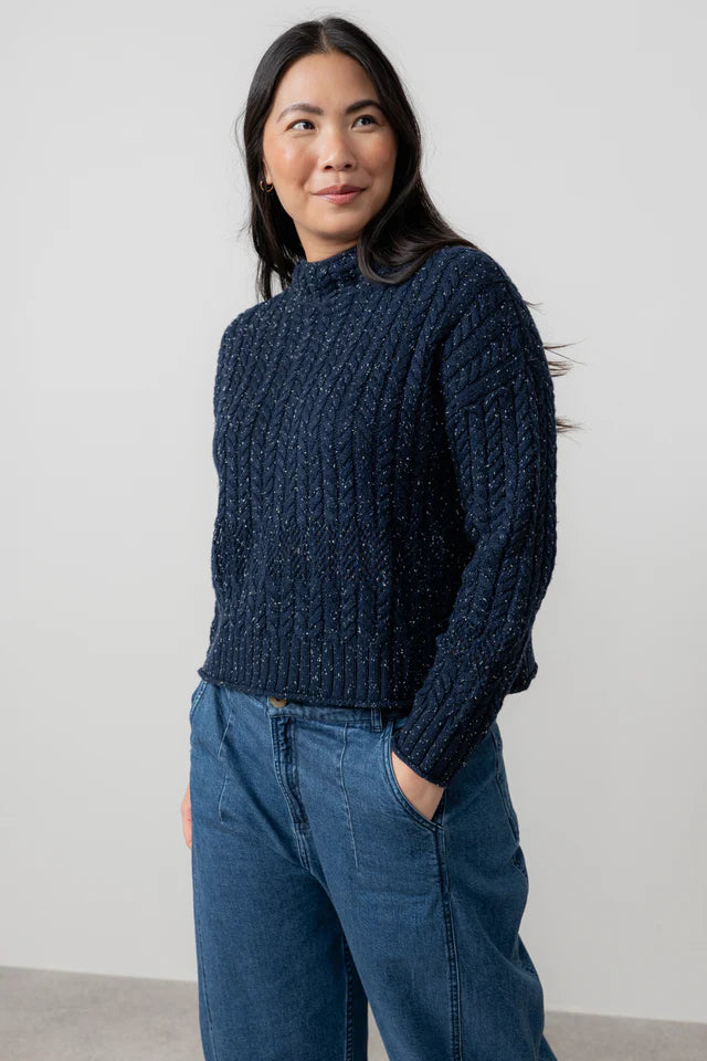 Lily And Me Elspeth Jumper Fleck Knit Navy