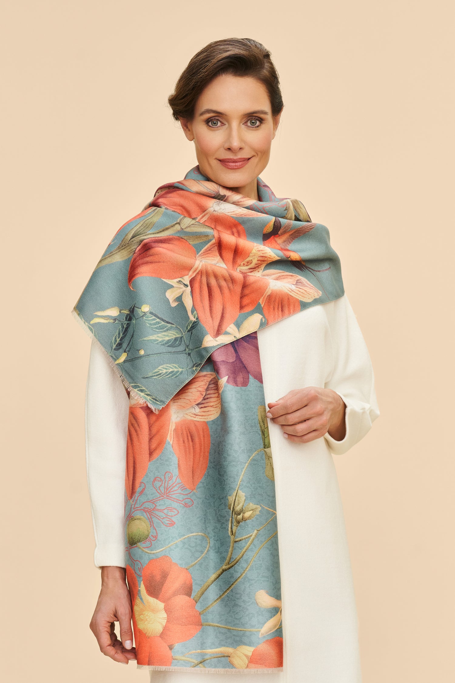 Hummingbird At Dusk Lux Printed Scarf