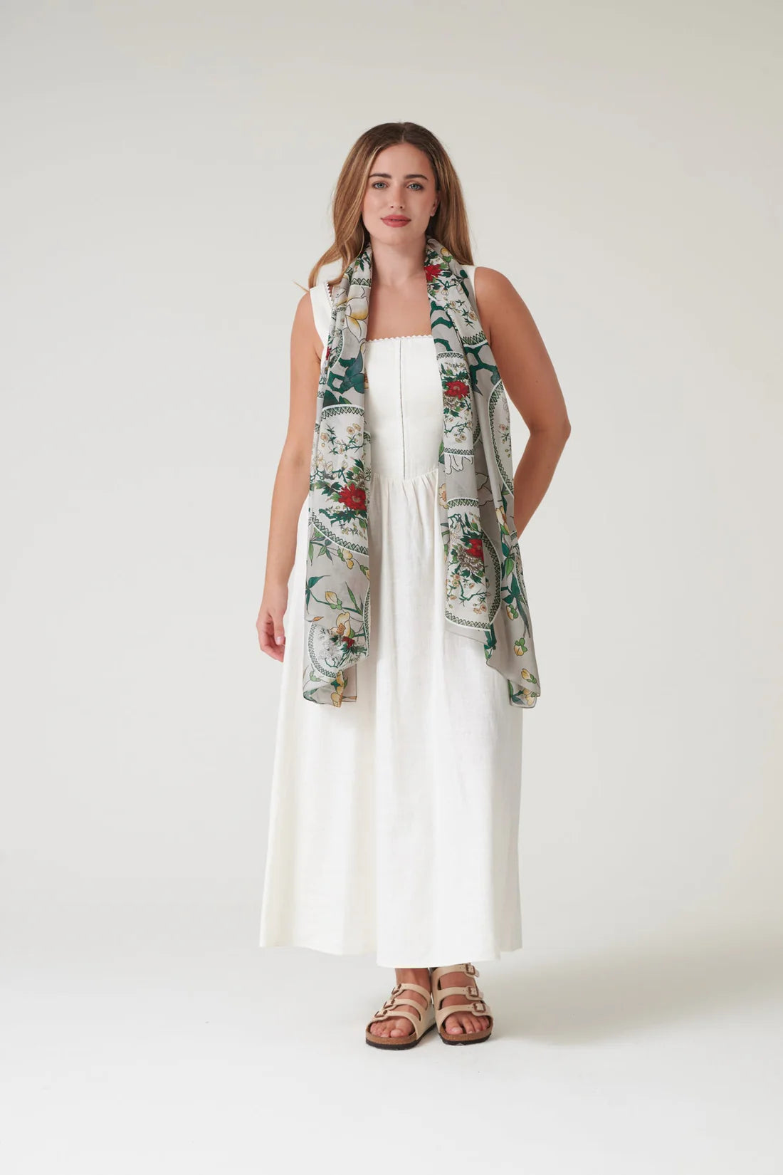 One Hundred Stars Magnolia Plates Putty Scarf