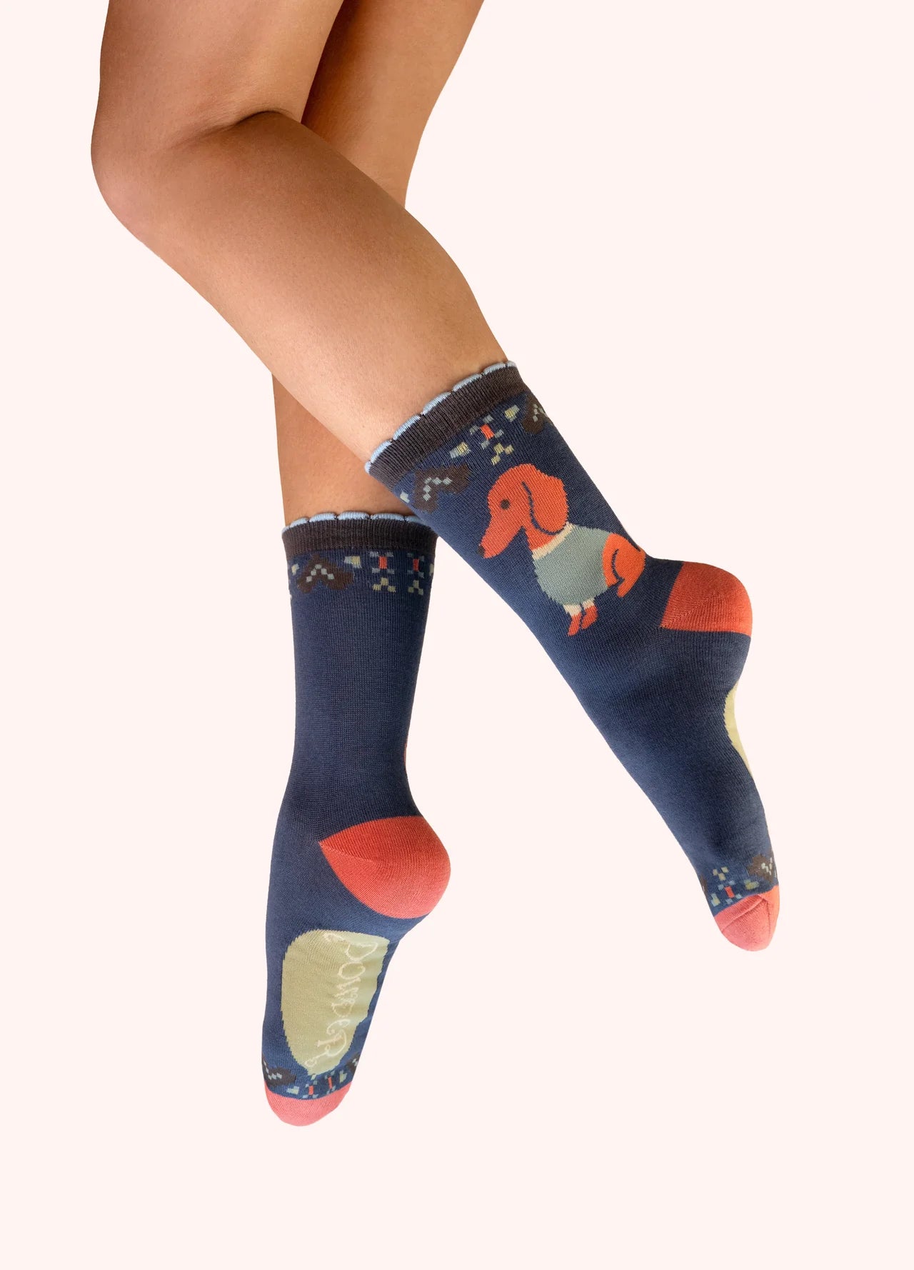 Powder AW26 Snuggle Sausage Dogs Ankle Socks - Denim