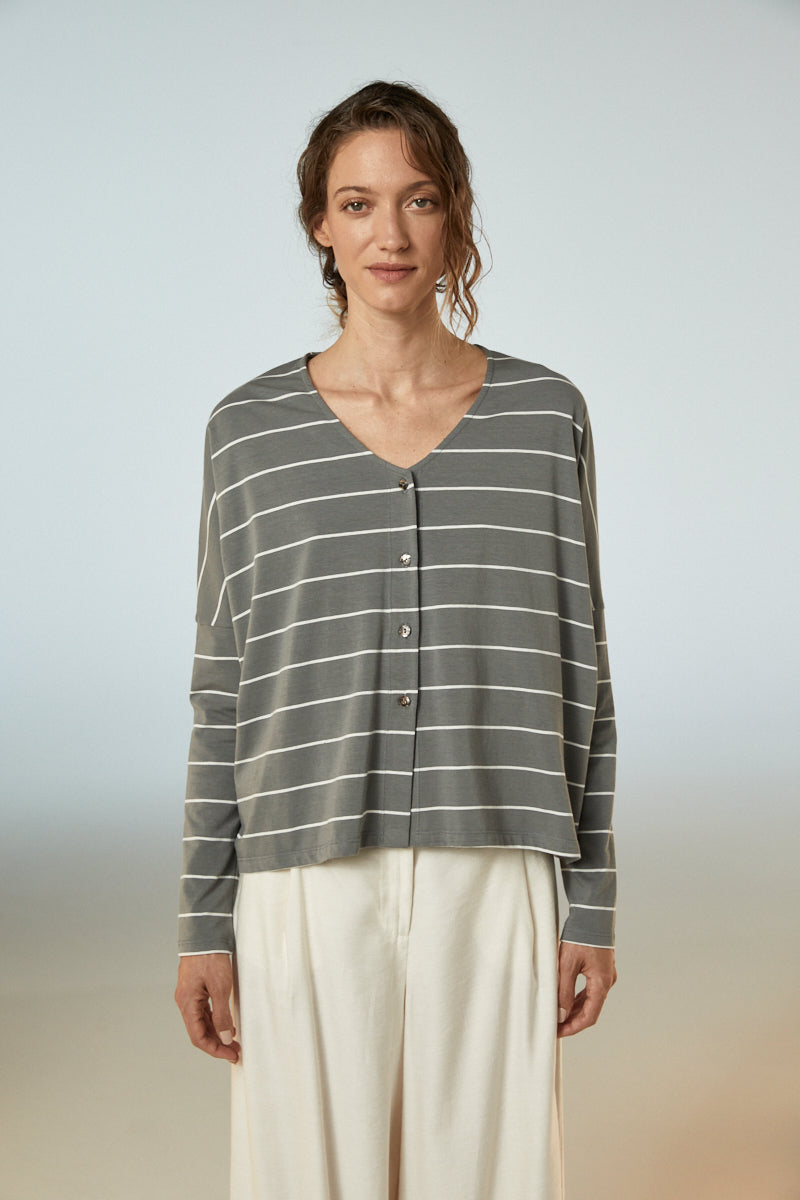 Neirami V-Neck Cardigan Shadow