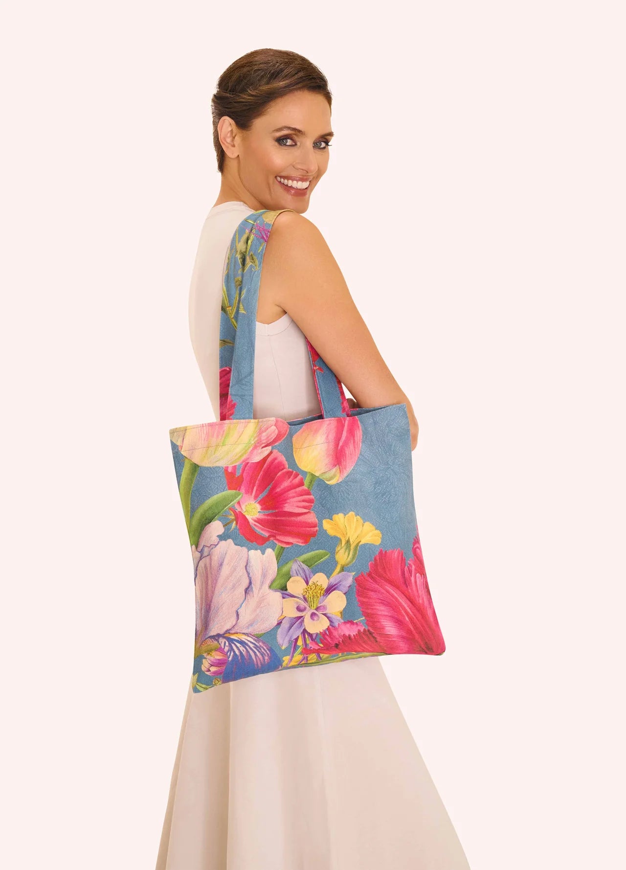 Powder Canvas Tote Bag Floral Study Denim