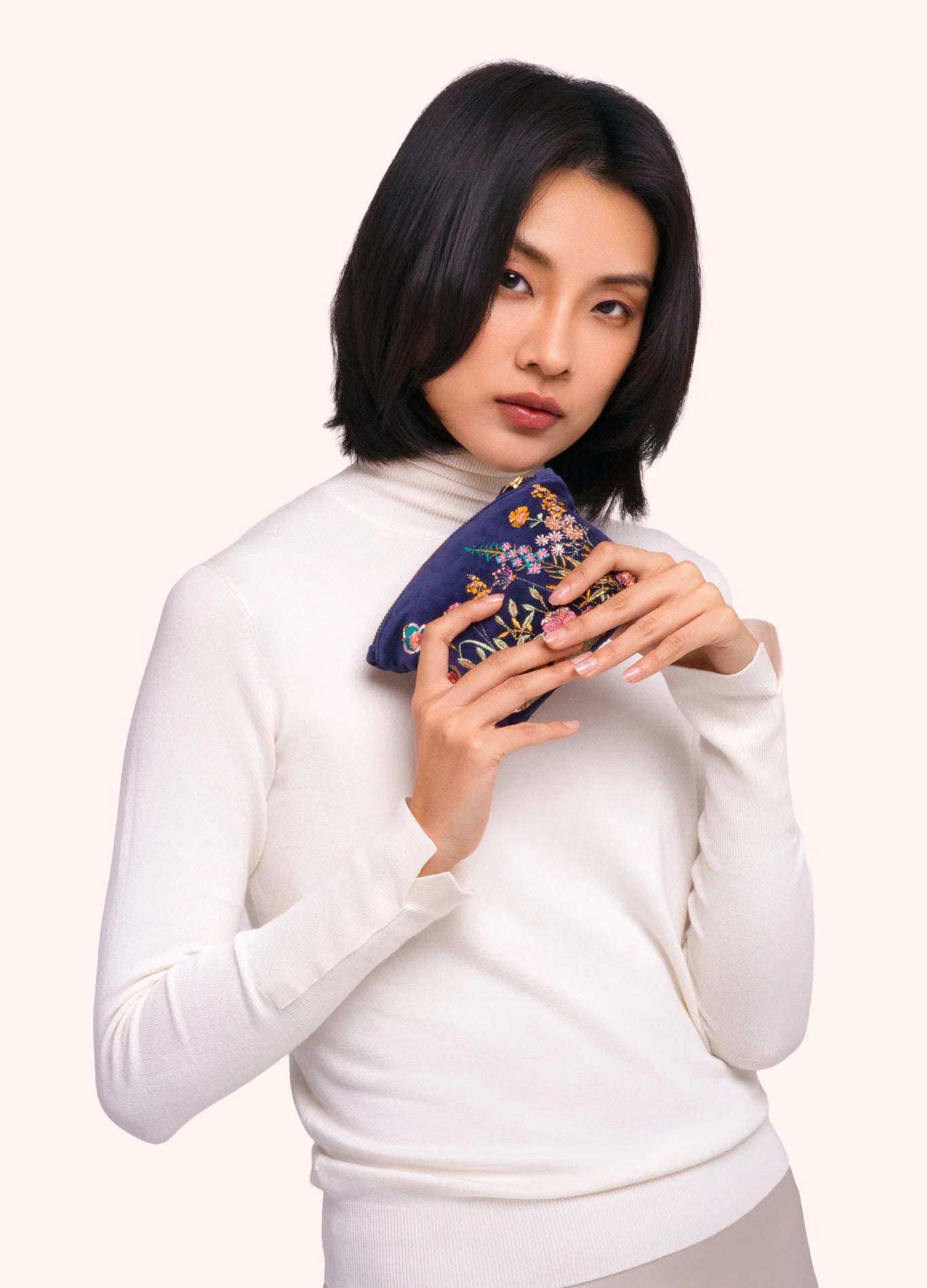 Powder AW26 Navy Floral Hedgerow Mini Pouch