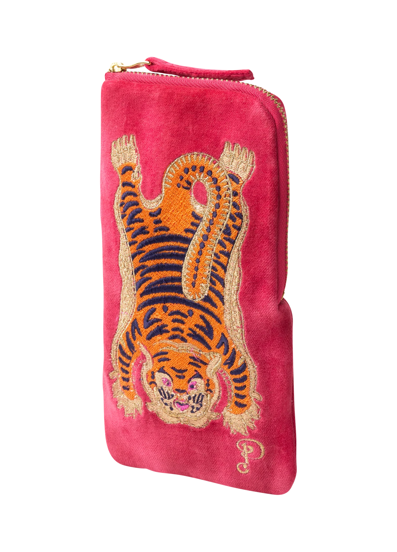 Powder Velvet Sunglasses Pouch Ikat Tiger Fuschia