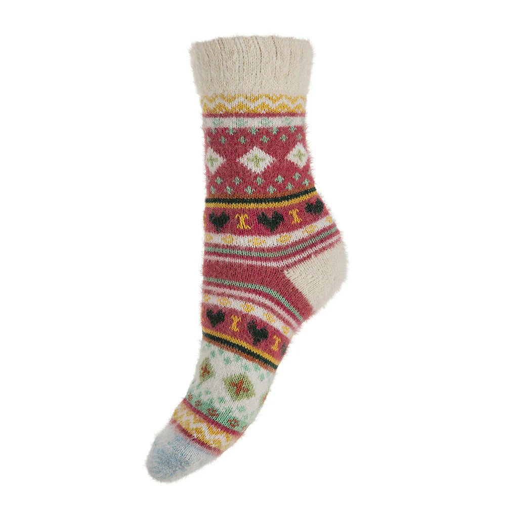 Gemjar Pink Nordic patterned soft Wool Blend socks