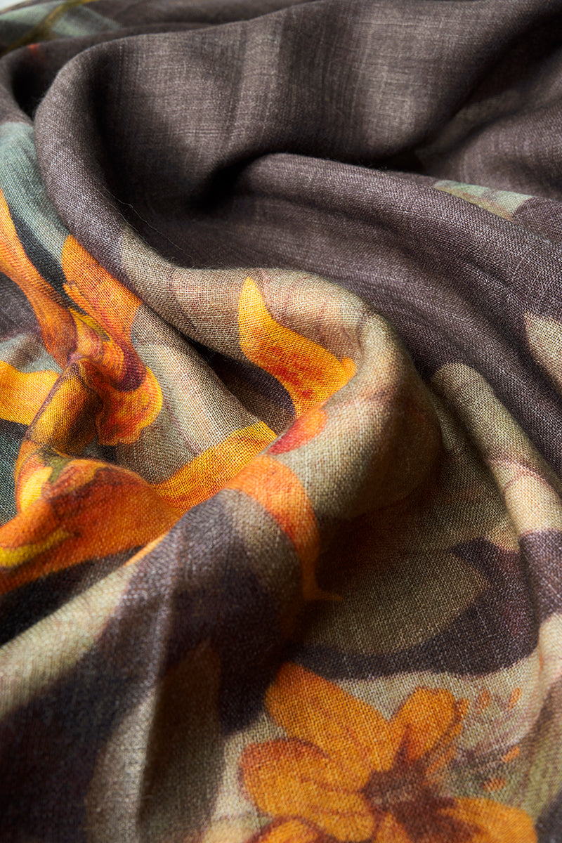 Botany Bliss In Charcoal Wool Wraparound