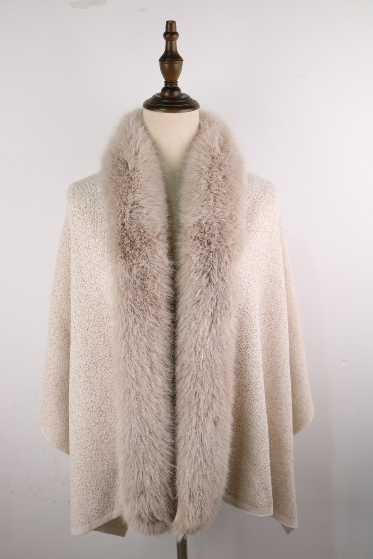 Elie Beaumont Winter Shawl With Faux Fur Trim