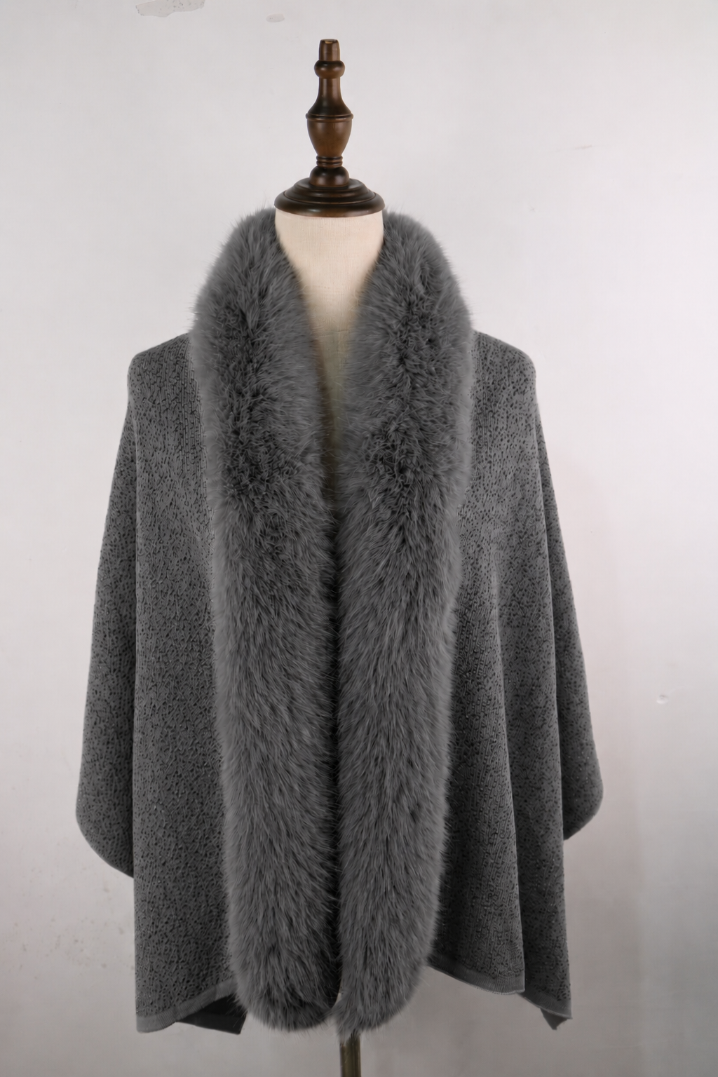 Elie Beaumont Winter Shawl With Faux Fur Trim
