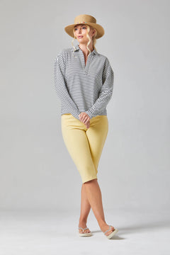 Alice CollinsAlice Collins Pollyanna PoloTopsWild Oat/Rich Navy - Blue Water Clothing