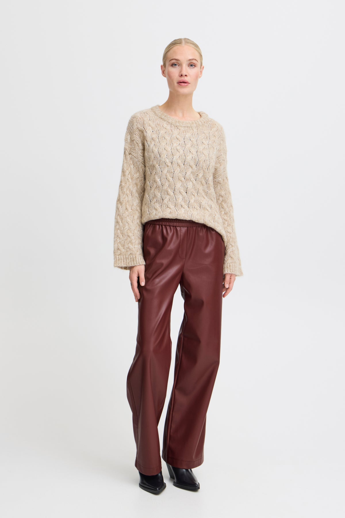 B Young Daja Leather look Jogger Pants - Blue Water Clothing