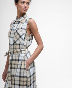 BarbourBarbour Agnes Midi DressClothingSafari Tartan - Blue Water Clothing