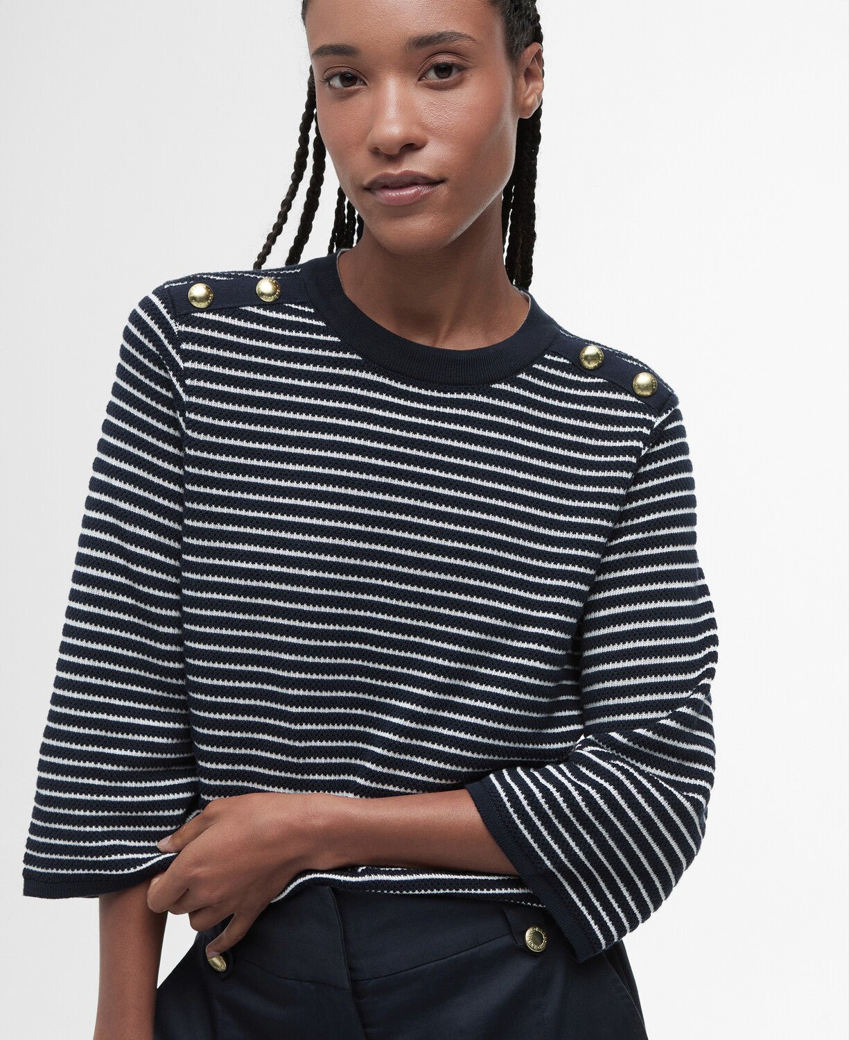 BarbourBarbour Macy Knitted JumperClothingDark Navy Stripe - Blue Water Clothing