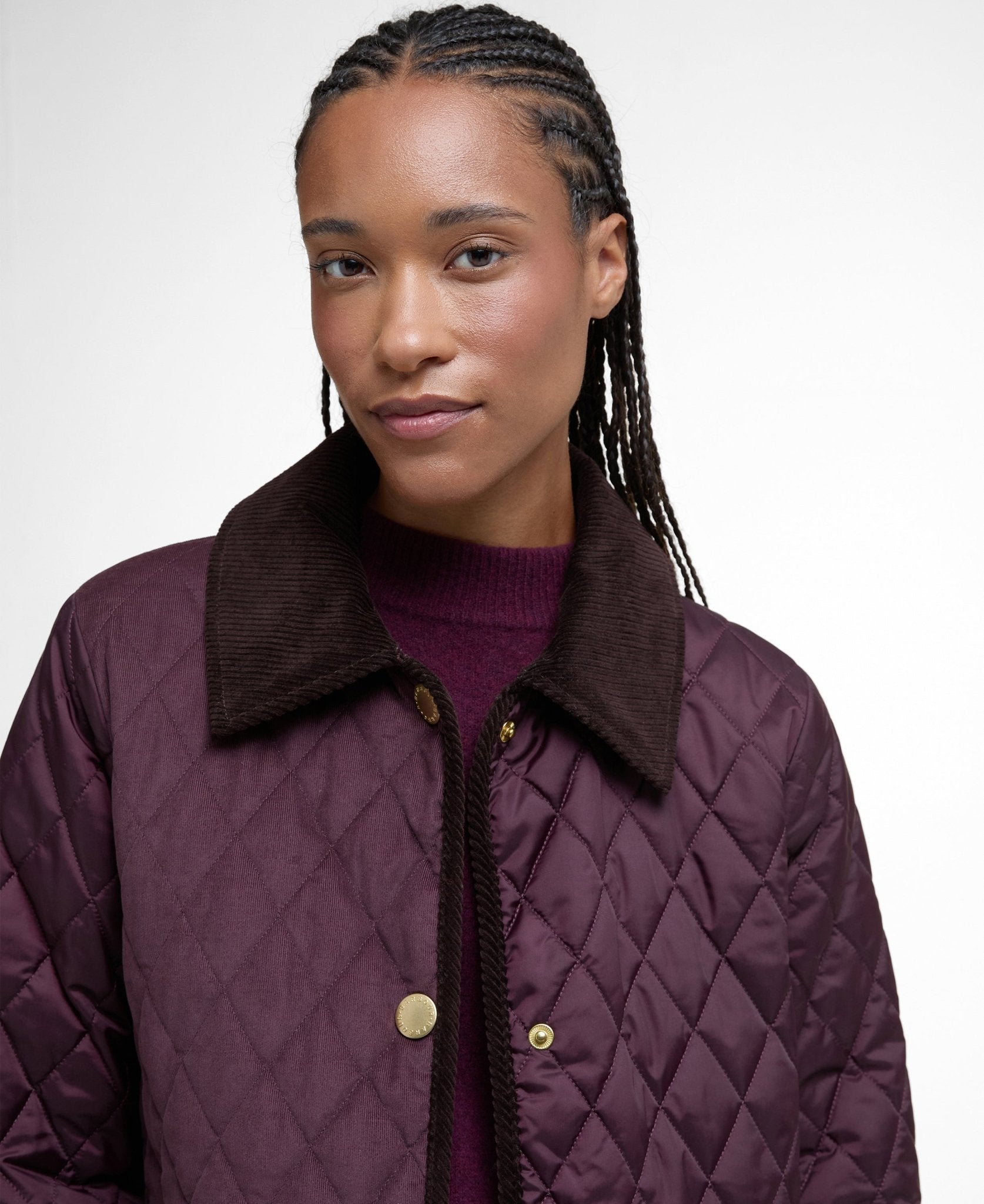 Barbour Marla Quilted Jacket Black Cherry/Dark Brown/Muted Tartan