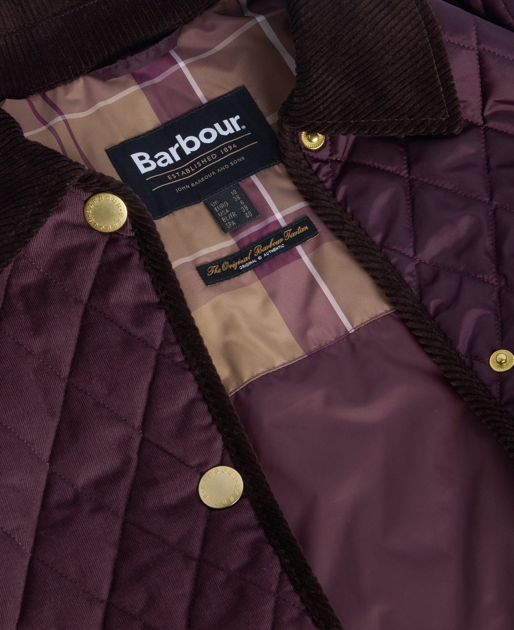 Barbour Marla Quilted Jacket Black Cherry/Dark Brown/Muted Tartan